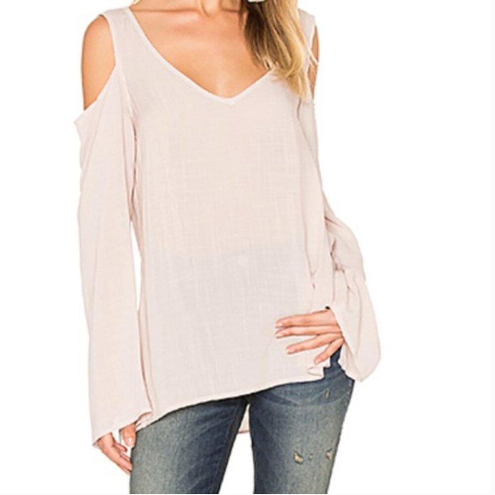 {Bella Dahl} Alyssa Cold Shoulder V-Neck Blouse ~ Size Small